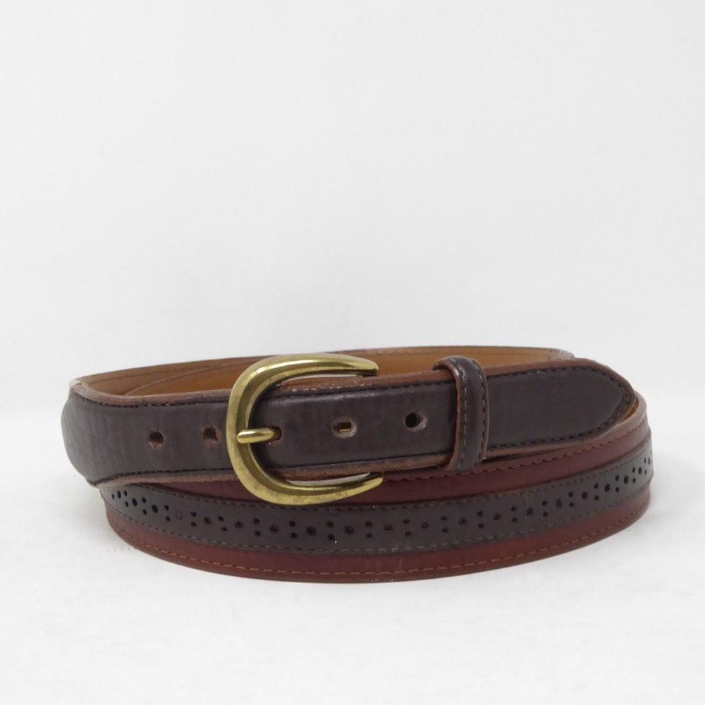 H.S. Trask & Co. Leather Belt American Bison Made in USA Brown 40